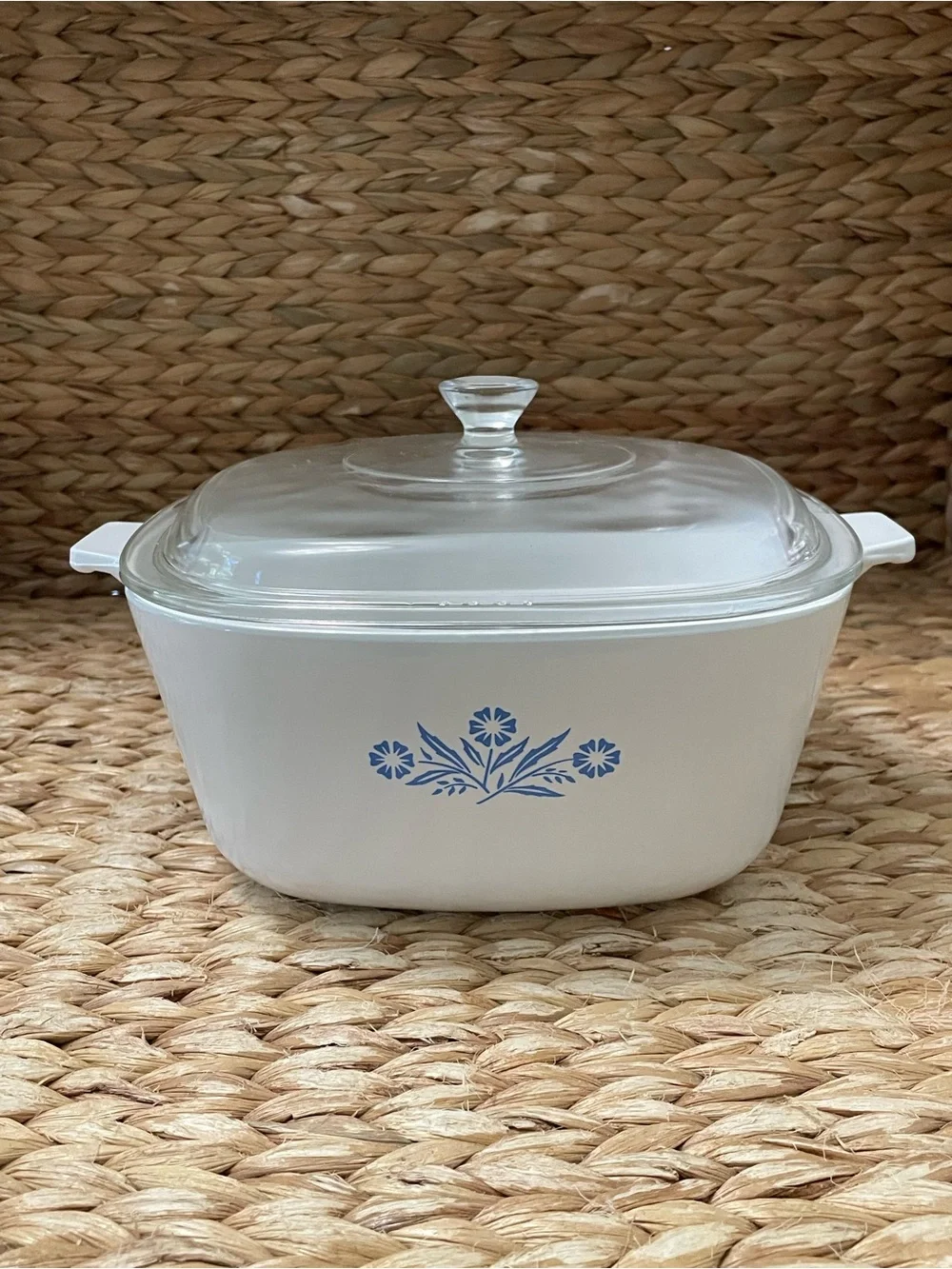 Corning Ware 2 1/2 Quart Dish with Pyrex Lid White‎ Blue